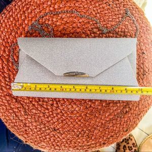 Silver Shimmery Formal Clutch With Strap
